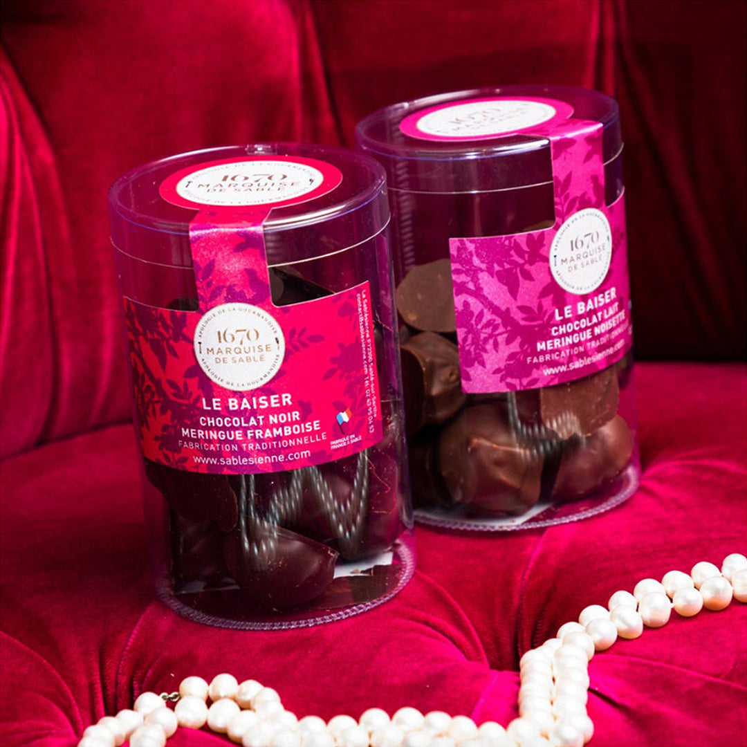 Les Baisers - Meringues framboise et Chocolat noir - 100g