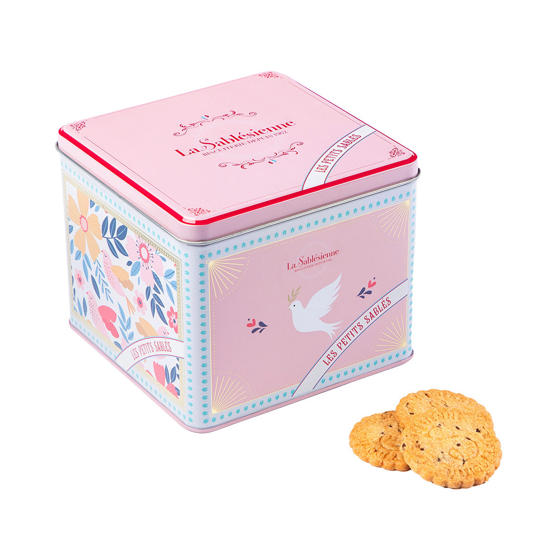 Biscuits sablés aux pépites de chocolat - boite métal "Boite à bonheur" 300g