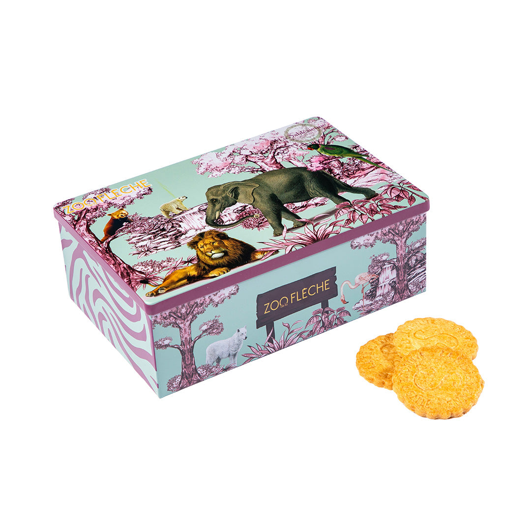 Biscuits sablés nature pur beurre frais - boite métal "Zoo de La Flèche" 250g
