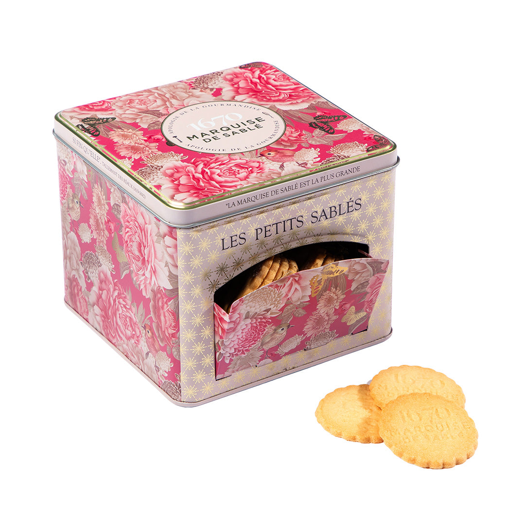 Biscuits sablés nature pur beurre frais - boite métal distributrice "Écrin Trésor" 300g