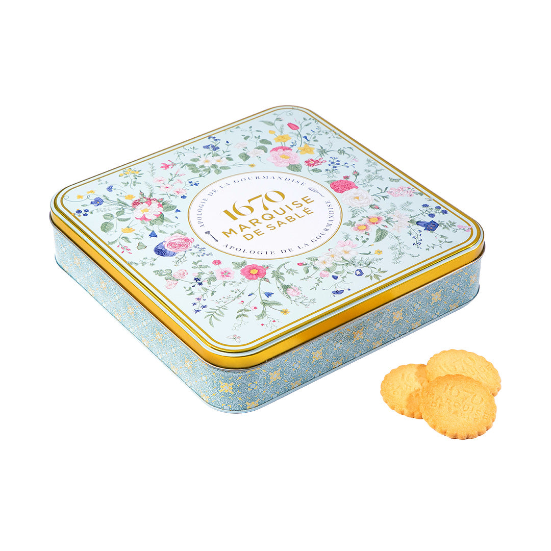 Biscuits sablés assortiment nature, pépites de caramel, de citron et tout chocolat - coffret métal "Bouquet Sauvage" 400g