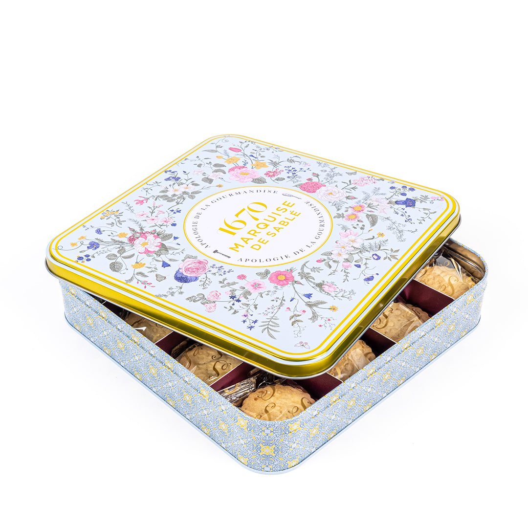 Biscuits sablés assortiment nature, pépites de caramel, de citron et tout chocolat - coffret métal "Bouquet Sauvage" 400g