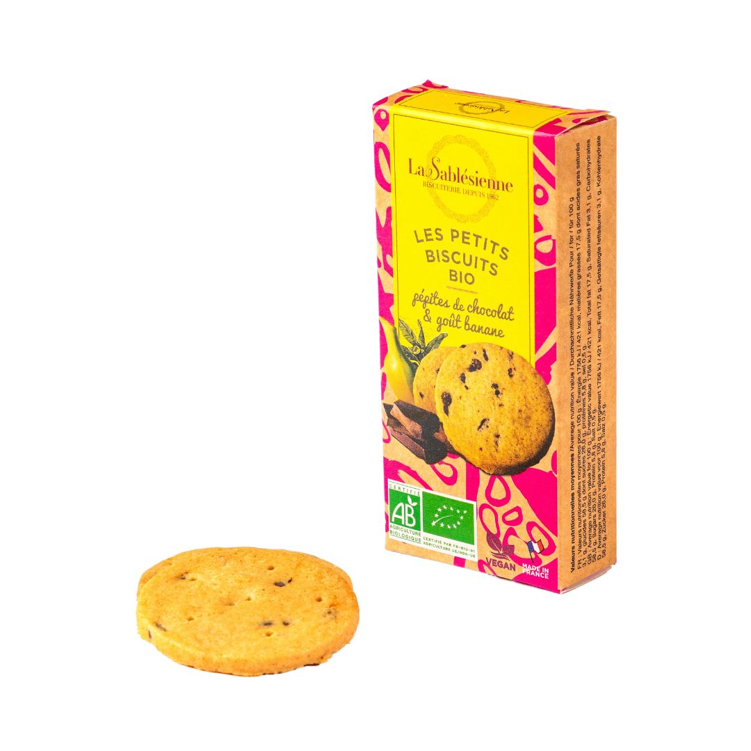 Mini étui Petits sablés aux pépites de chocolat et banane 55g BIO et VEGAN