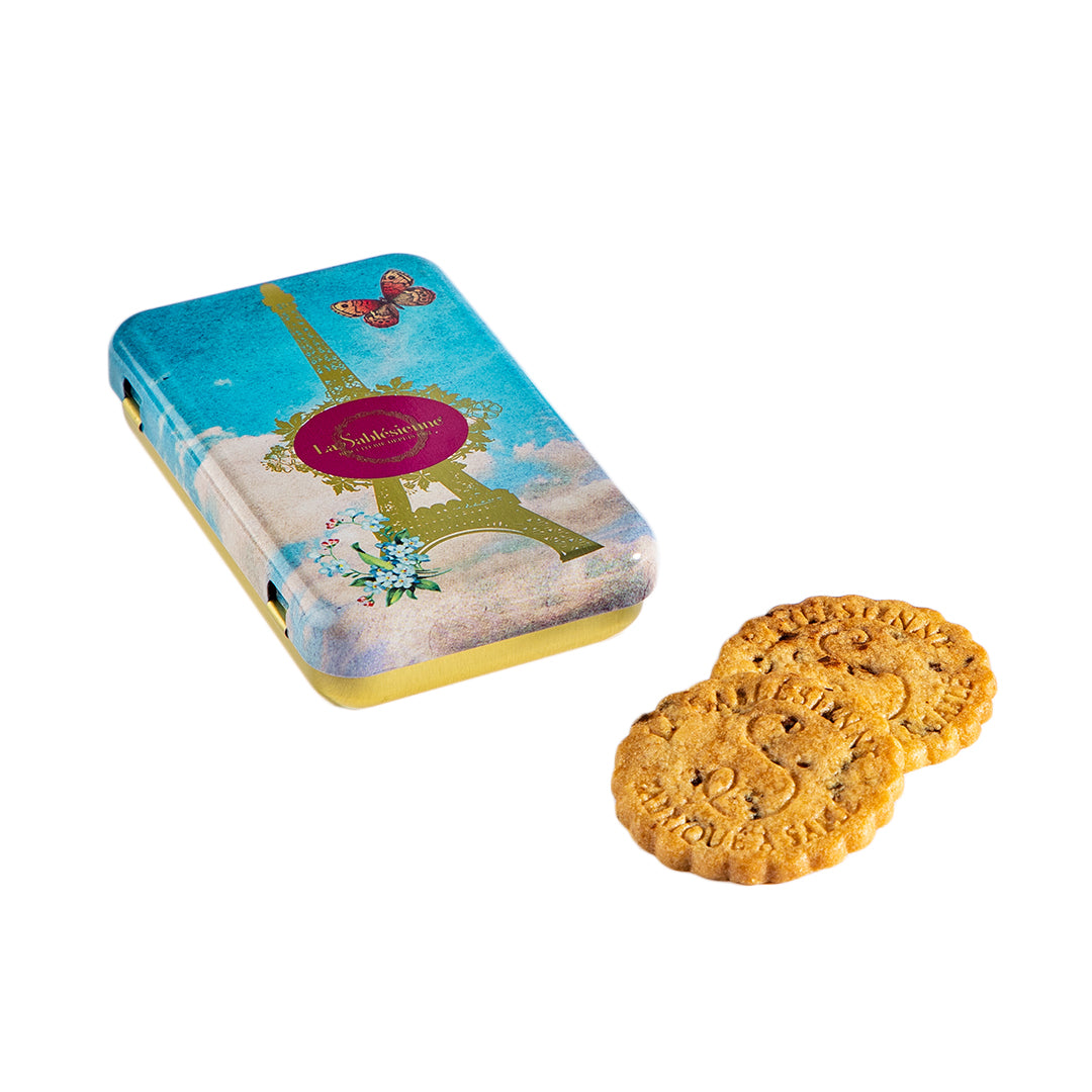 Biscuits sablés nature pur beurre - Mini boite métal Paris Papillon - 35g