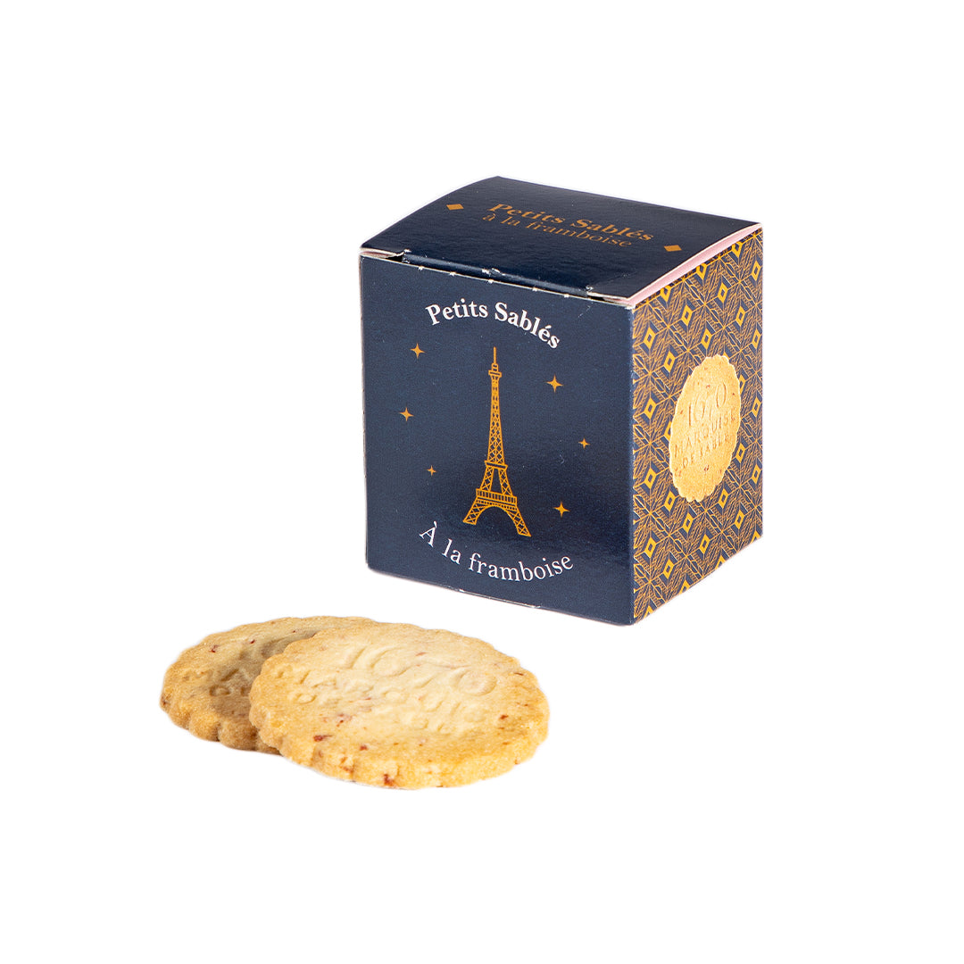 Biscuits sablés aux pépites de framboise - Cube Tour Eiffel 1670 Marquise de Sablé - 35g