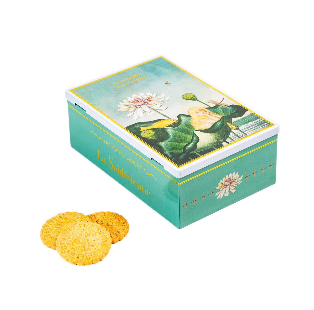 Biscuits sablés aux pépites de caramel et aux pépites de citron - Boite métal "La jeune fille et le nénuphar" - 250g