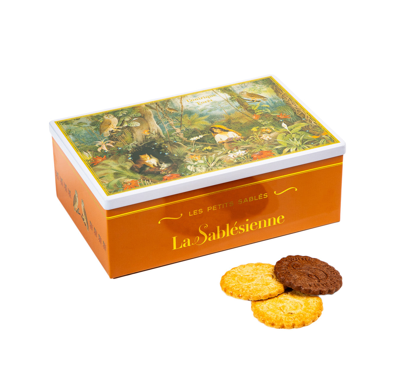 Biscuits sablés aux pépites d'abricot et tout chocolat - Boite métal "Onirique Forêt" - 250g