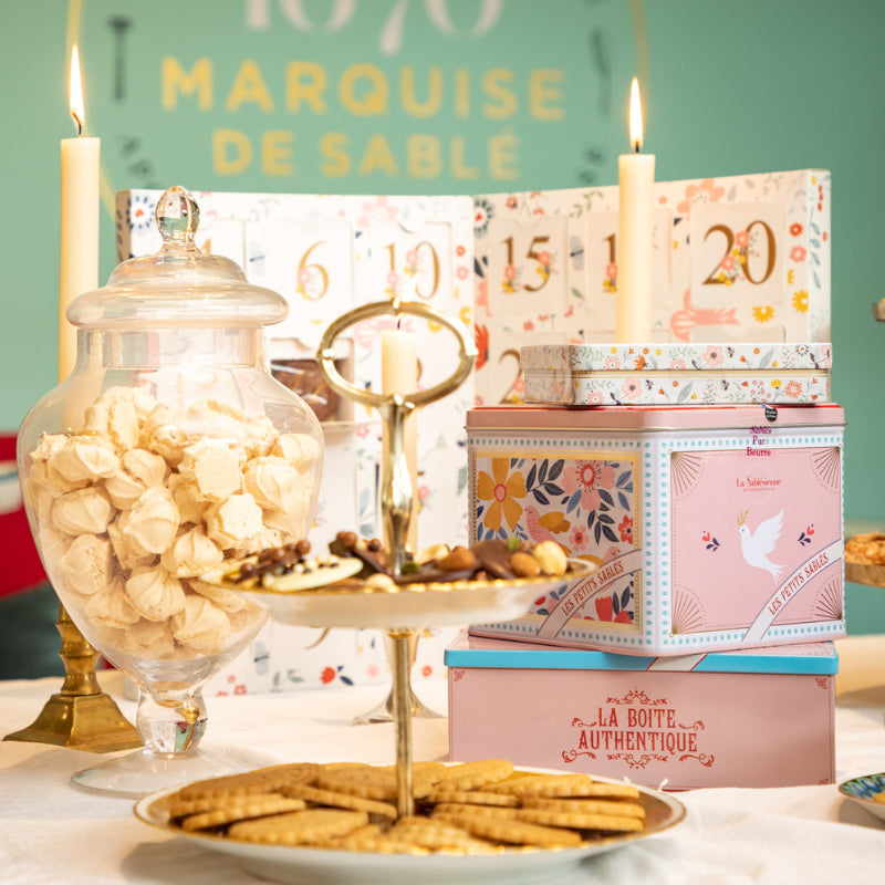 Biscuits sablés aux pépites de chocolat - boite métal "Boite à bonheur" 300g
