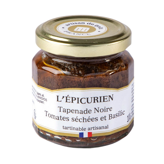Tapenade Noire Tomates séchées et Basilic - Tartinable Artisanal - 50g