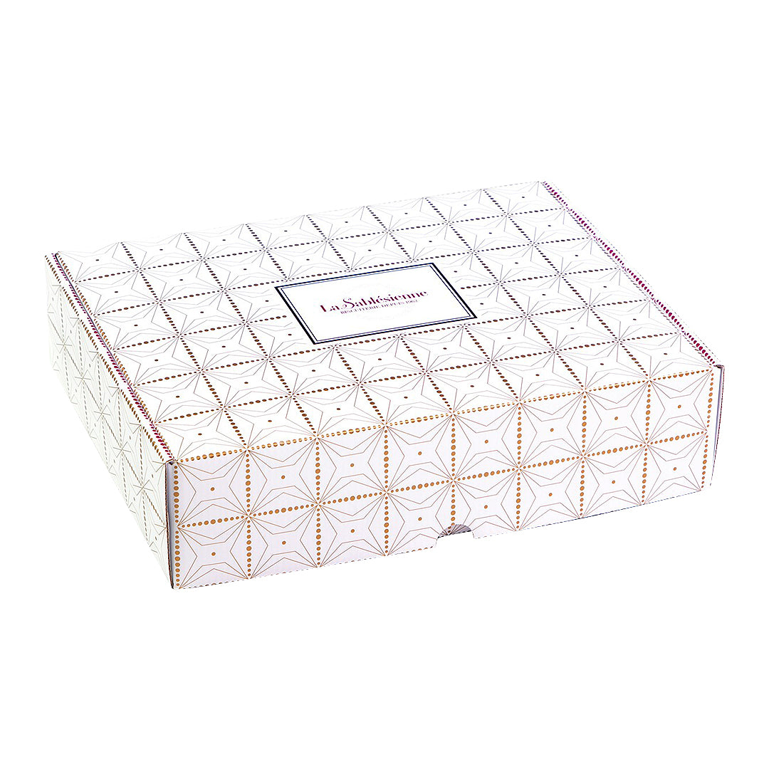 Coffret Blanc et Doré La Sablésienne 33.5x25x8cm