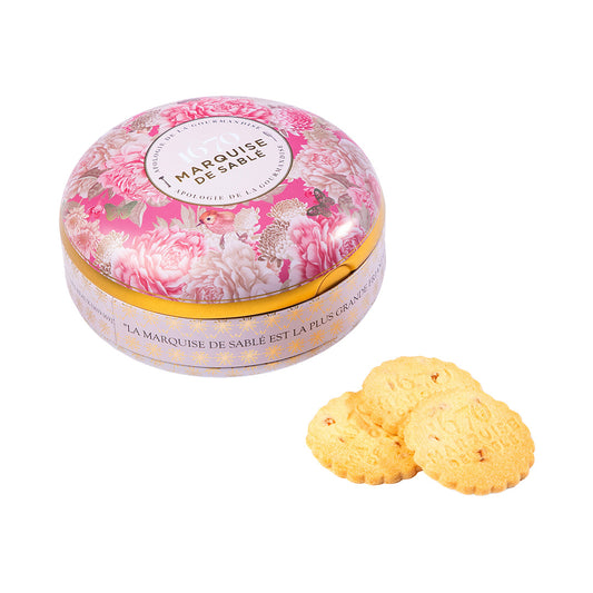 Biscuits sablés pépites d'abricot  - boite métal ronde "Écrin trésor" 175 g