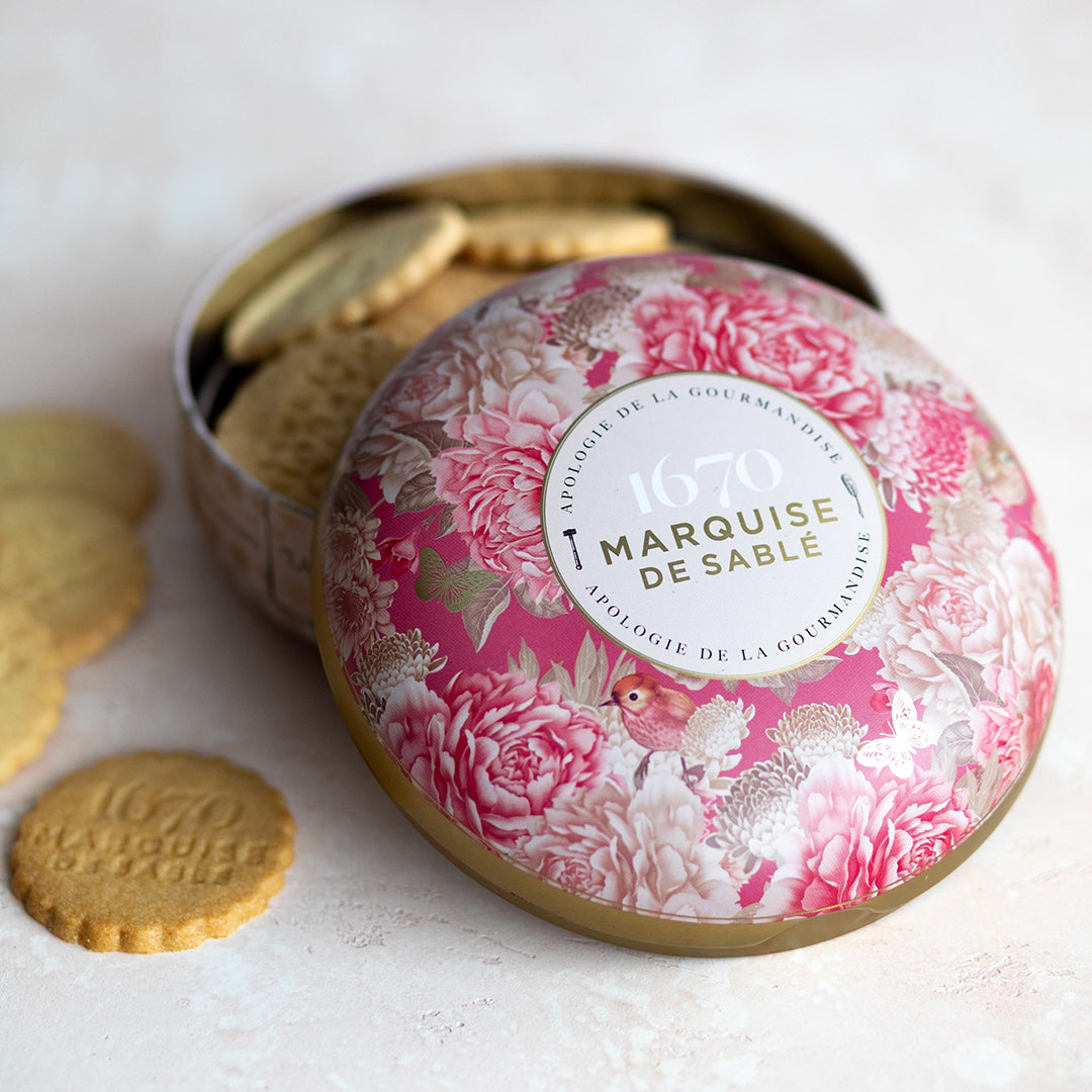 Biscuits sablés pépites d'abricot  - boite métal ronde "Écrin trésor" 175 g