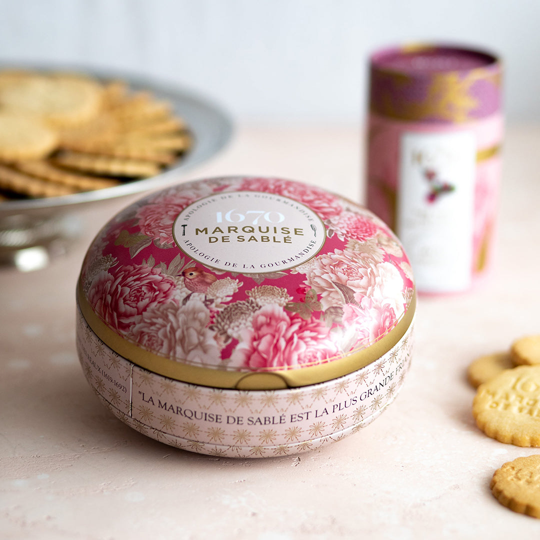Biscuits sablés pépites d'abricot  - boite métal ronde "Écrin trésor" 175 g