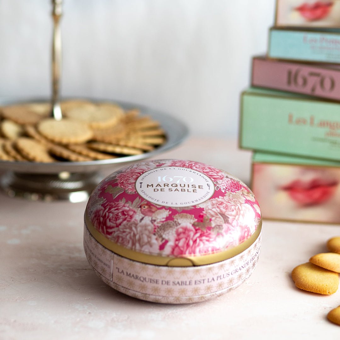 Biscuits sablés pépites d'abricot  - boite métal ronde "Écrin trésor" 175 g