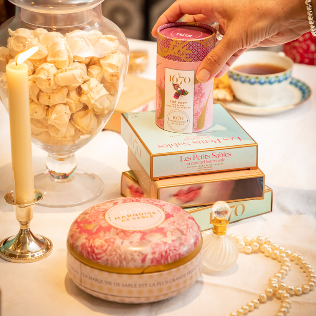 Biscuits sablés pépites d'abricot  - boite métal ronde "Écrin trésor" 175 g
