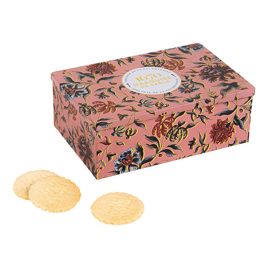 Biscuits sablés assortiment sablés nature, pépites de framboise et tout chocolat - boite métal "Une marquise à Chambord" 300g