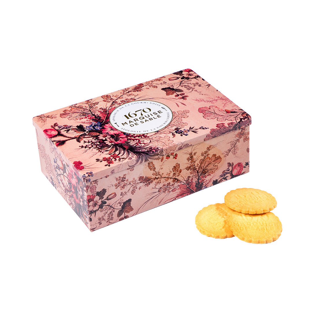 Biscuits sablés assortiment nature, pépites de chocolat et de caramel - boite métal "Songe dans un sous-bois" 300 g