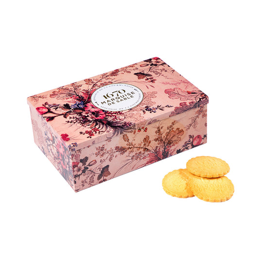 Biscuits sablés assortiment nature, pépites de chocolat et de caramel - boite métal "Songe dans un sous-bois" 300 g