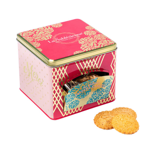 Biscuits sablés pépites de chocolat - boite métal distributrice "La scintillante" 300g