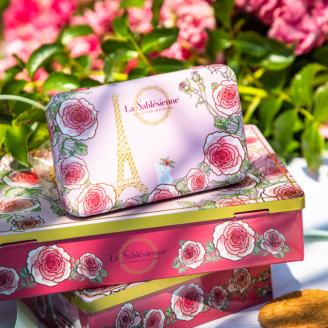 Biscuits sablés caramel beurre salé - mini boite métal "Un matin à Paris" 35g
