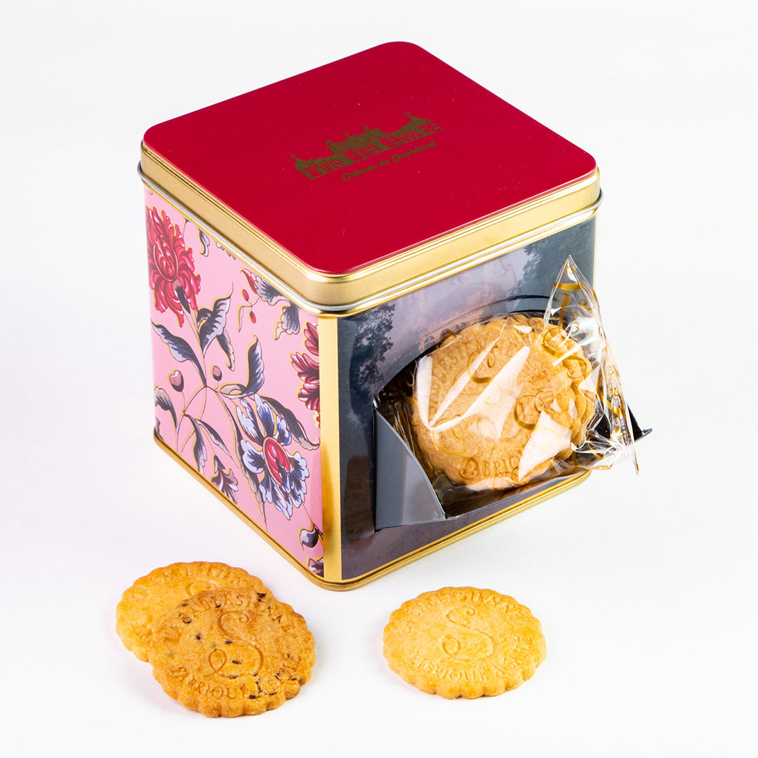 Biscuits sablés nature et pépites de chocolat - mini boite distributrice métal "Renaissance" 200g