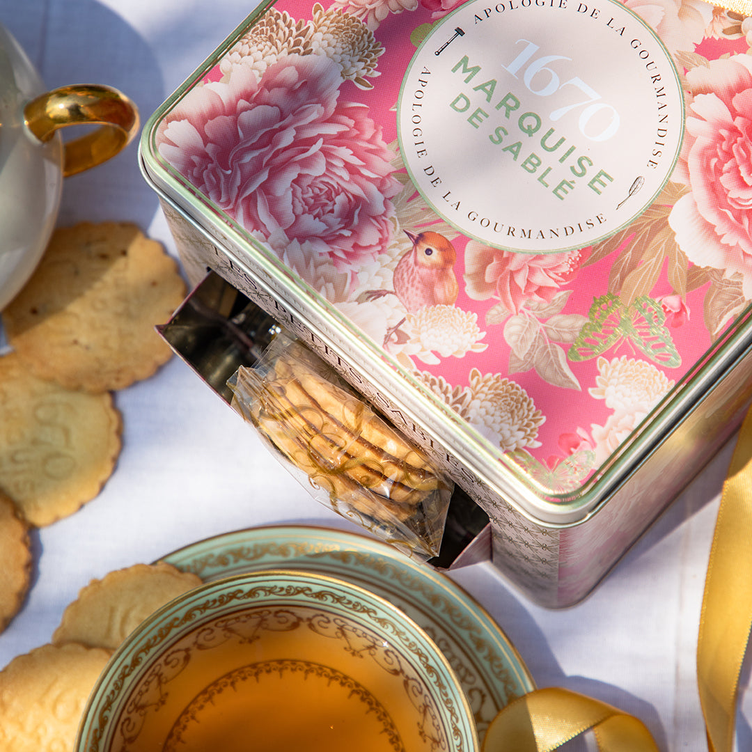 Biscuits sablés nature pur beurre frais - boite métal distributrice "Écrin Trésor" 300g