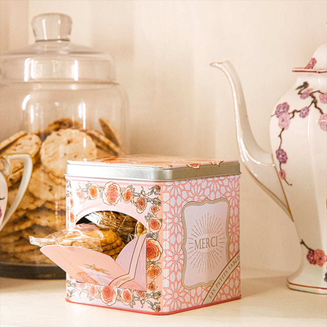 Biscuits sablés pépites de chocolat - mini boite distributrice métal "Un matin à Paris" 200g