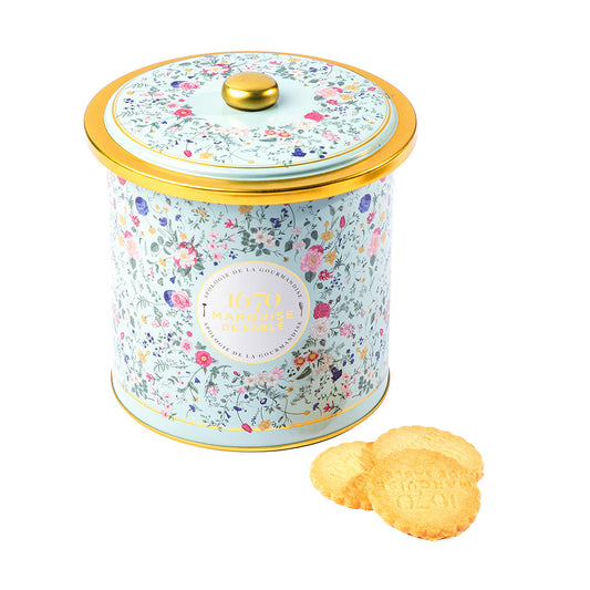 Biscuits sablés assortiment nature et tout chocolat - seau métal "bouquet sauvage" 250g