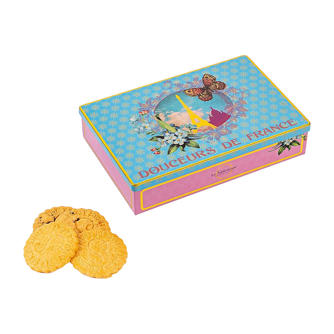 Biscuits sablés nature pur beurre frais - boite métal "Paris bleu" 150g