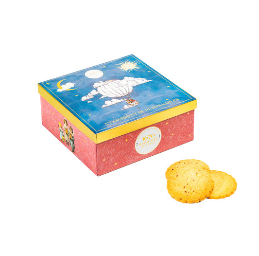 Biscuits sablés aux pépites de framboise et nature pur beurre- Boite métal Ciel étoilé - 200g