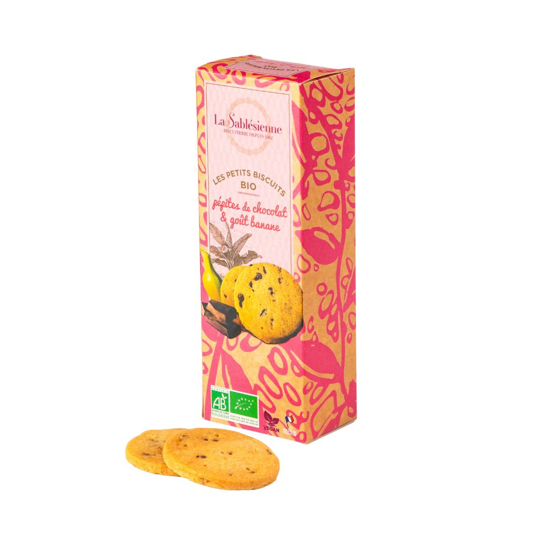 Biscuits sablés pépites de chocolat et banane bio & vegan - étui 110g