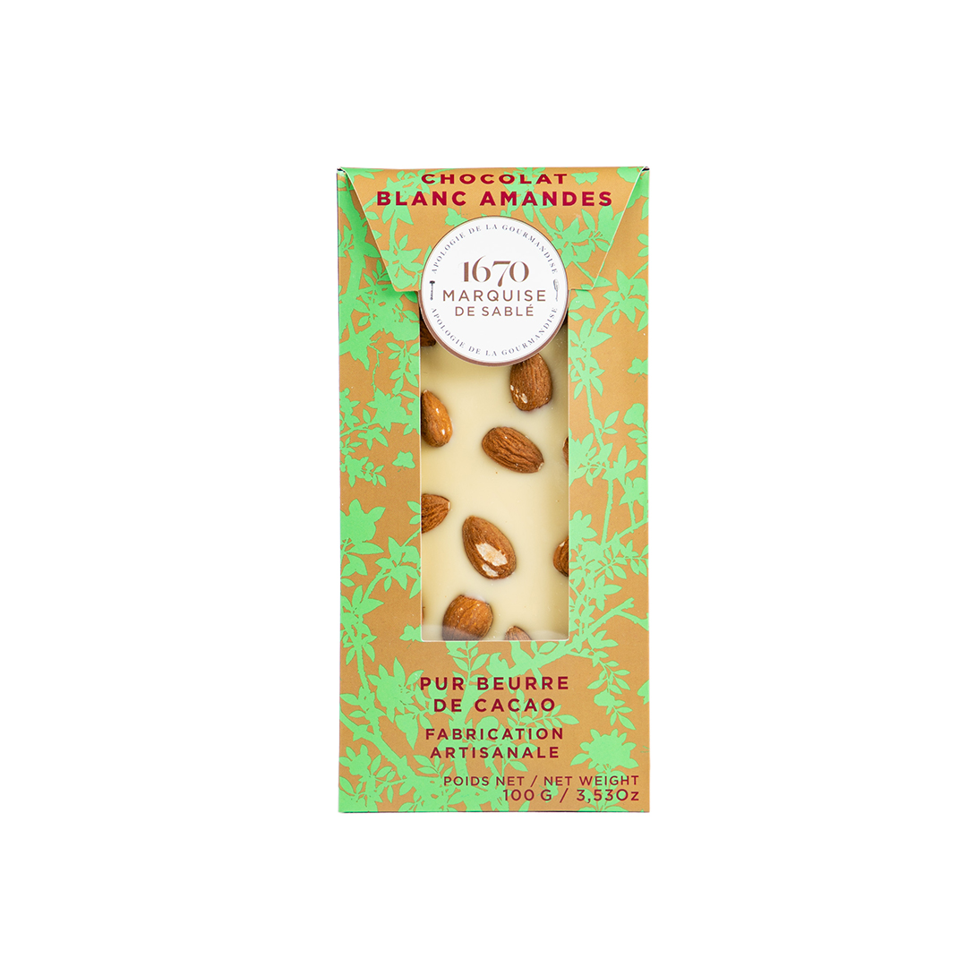 Tablette de Chocolat Blanc Amandes - 100g